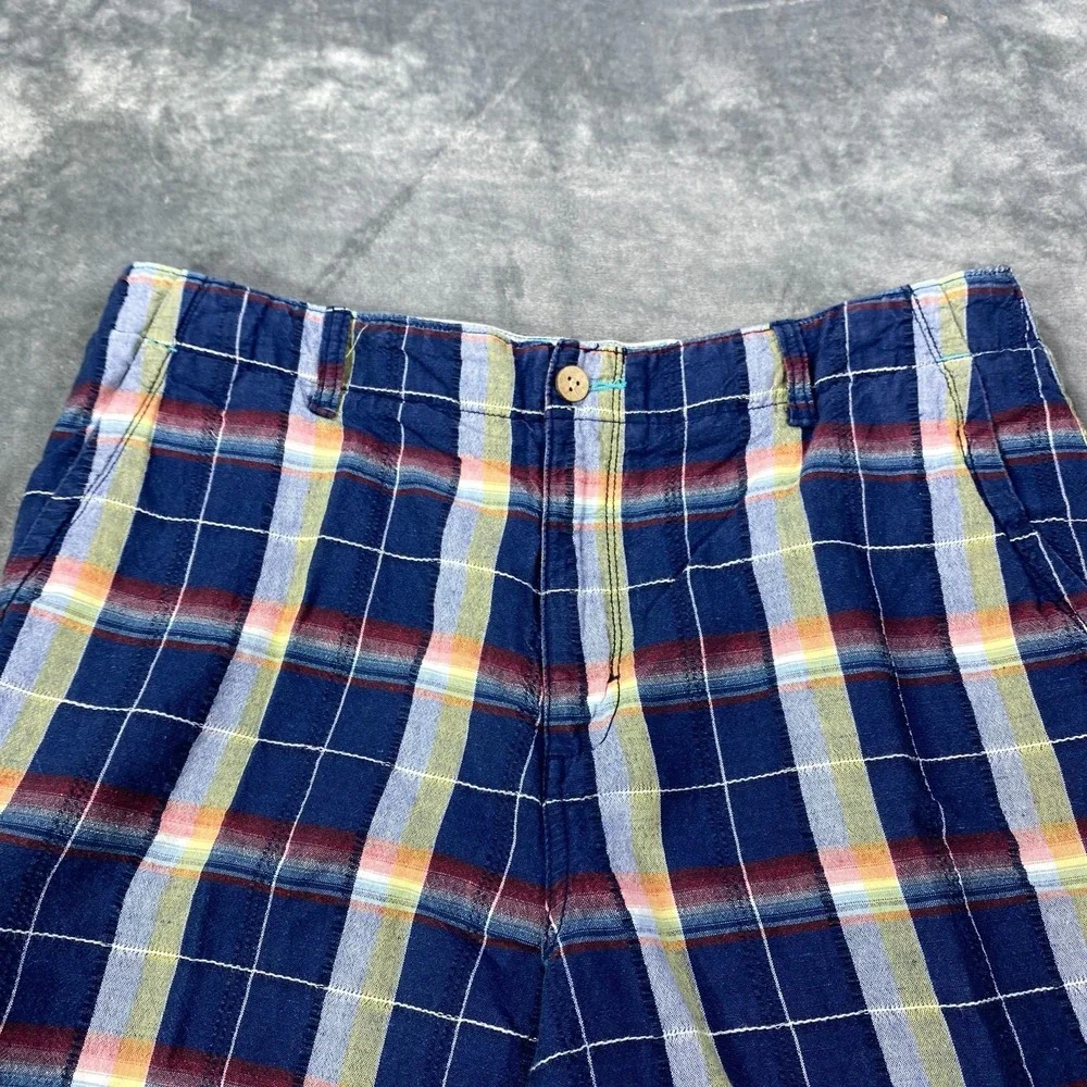 Tommy Bahama Relax Shorts Plaid Seersucker Mens 35  Linen Cotton Beach Coastal